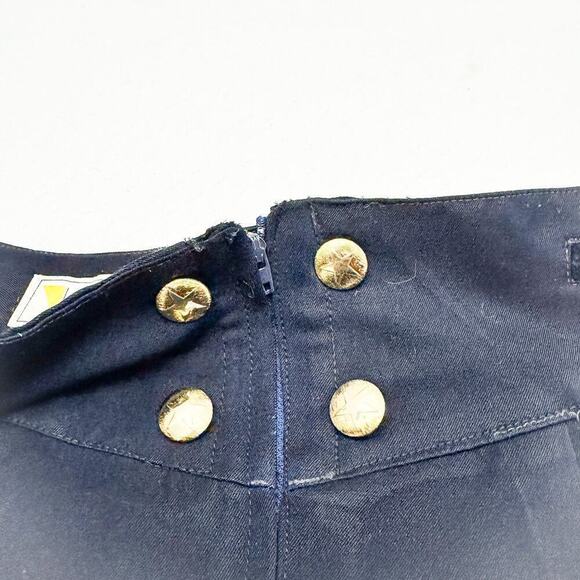 Laurel Navy Blue Pleated Gold Button High Waist Pants Wool/Silk Size 42 - Picture 7 of 9